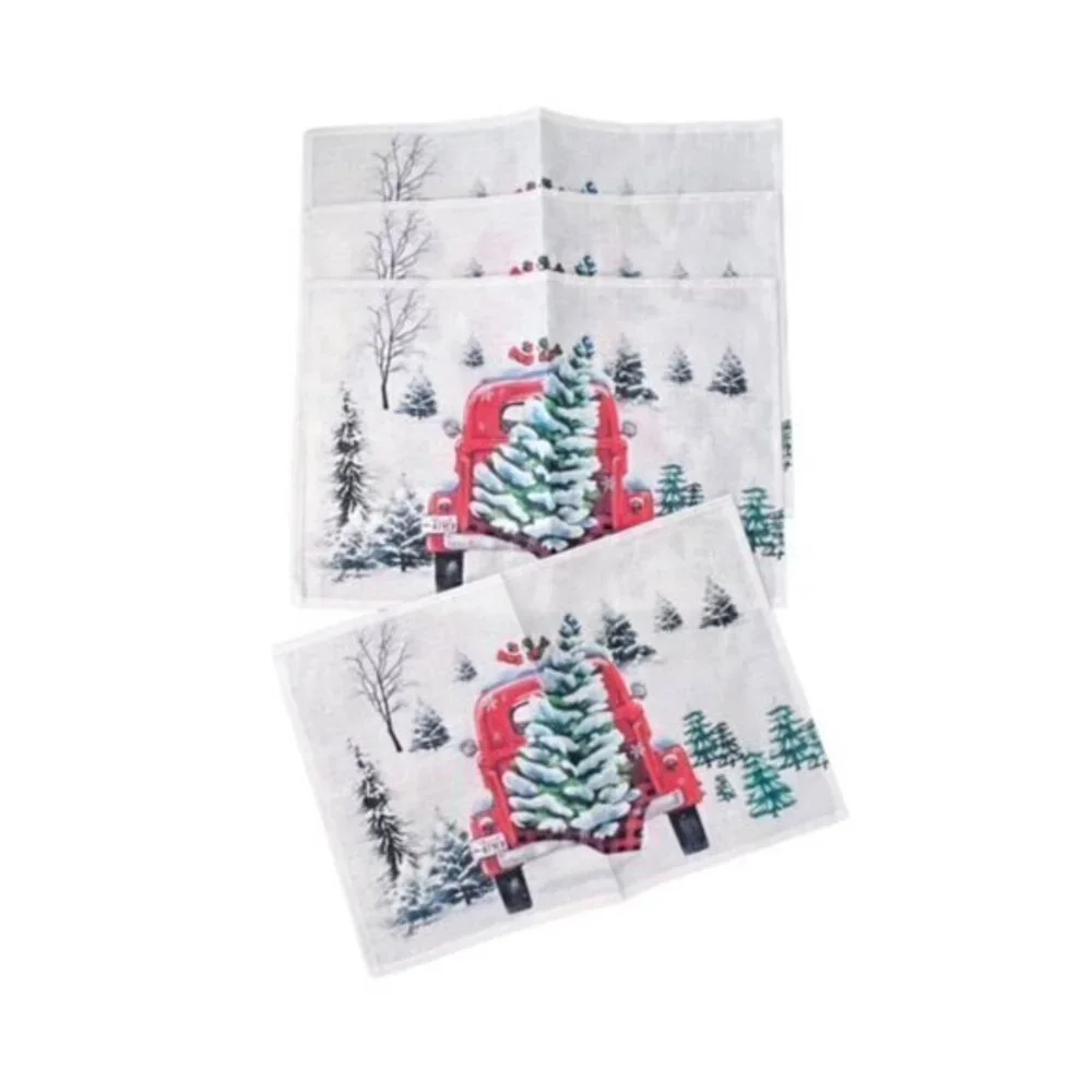 Christmas Tree Farm Truck Table Placemats Set‎ Of 4 Winter NEW Family Red Truck